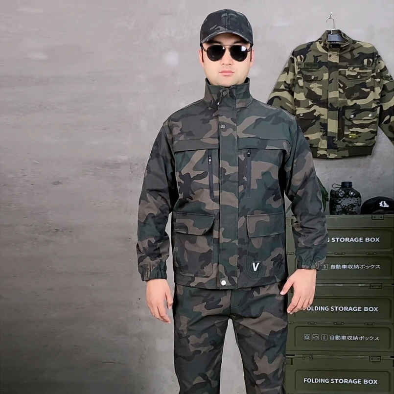 新款秋季迷彩服套装男女户外休闲工作服耐磨耐脏透气柔软多袋好看
