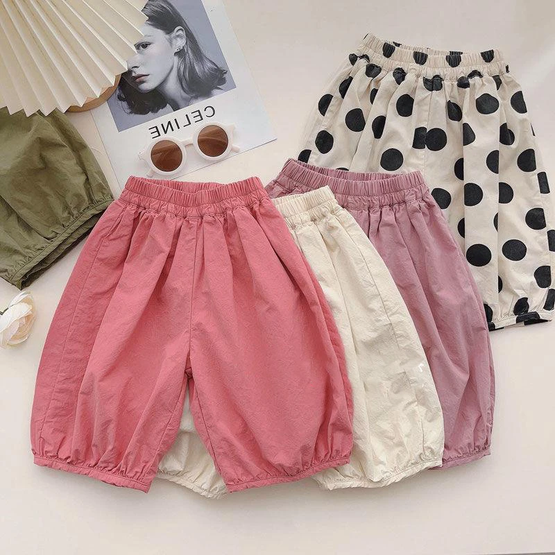 女童夏款糖果色哈伦七分裤儿童短裤中裤薄款宽松休闲裤