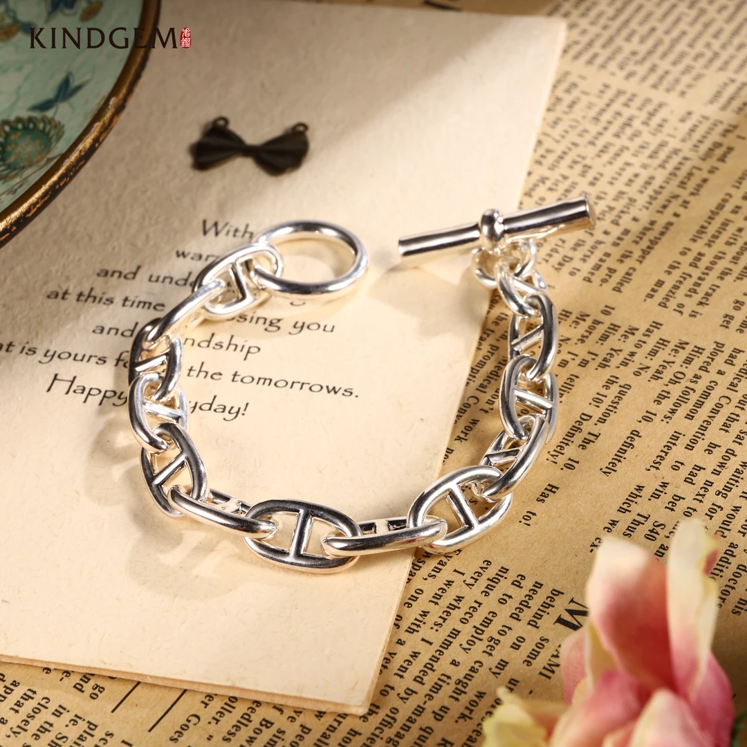 铜合金手链 韩版银色重工ins风格环环相扣个性百搭手链 C-28791