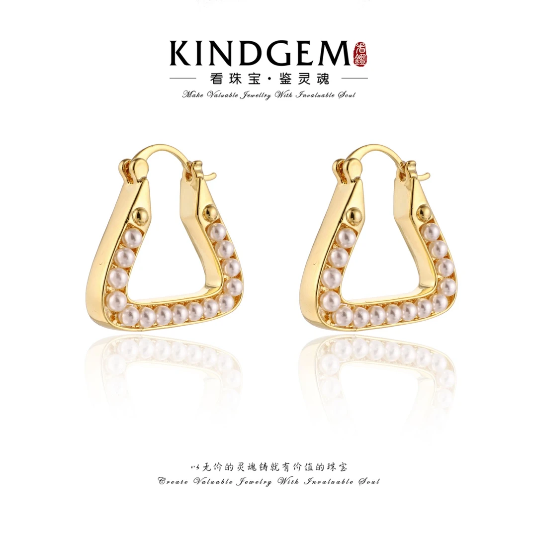 铜合金仿珍珠耳饰 【RUCHINE】美·金色高级感珠珠时尚耳环 C-30230