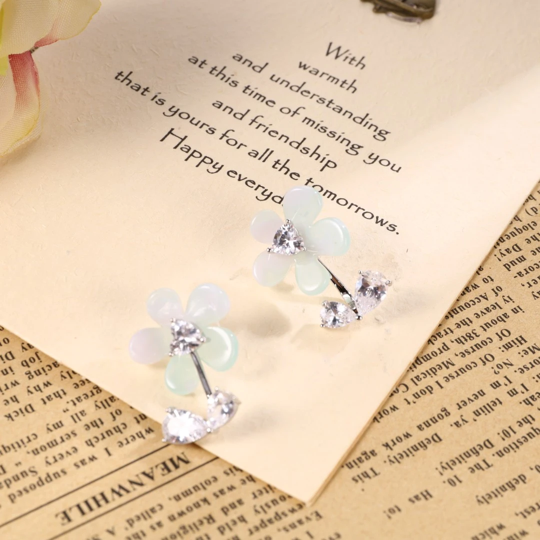 铜合金合成锆石耳饰 【M·D】英·花朵少女感耳环 CY454XKKC-27668