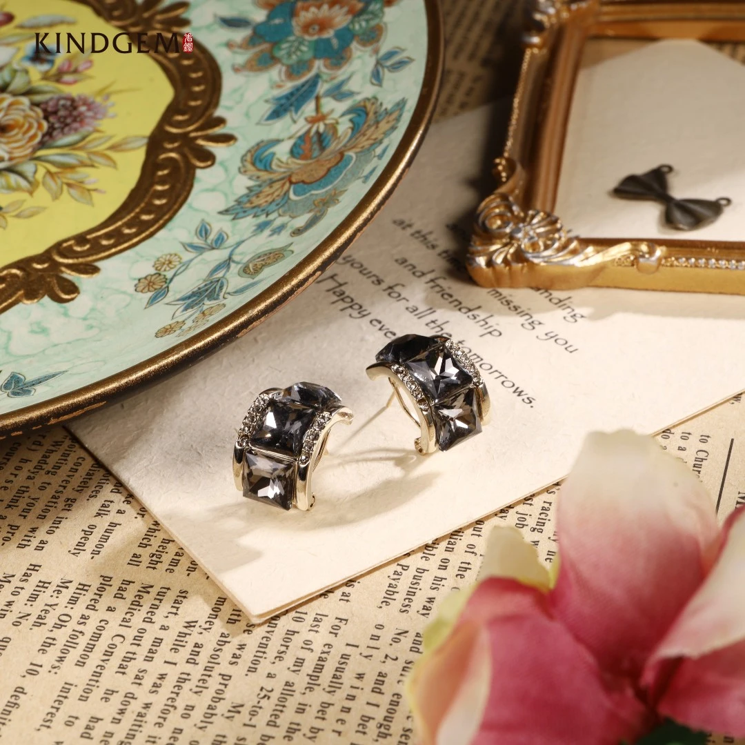 铜合金合成锆石耳饰 【Lisa Nik】美·简约时尚耳环 AV156XIPC-28151