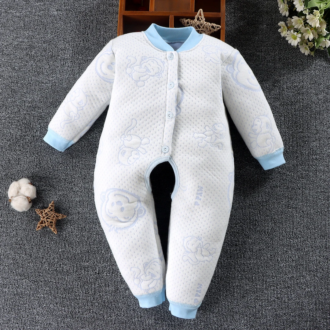 婴儿保暖连体衣男童宝宝冬季加厚爬服幼儿新生儿衣服女宝新套装