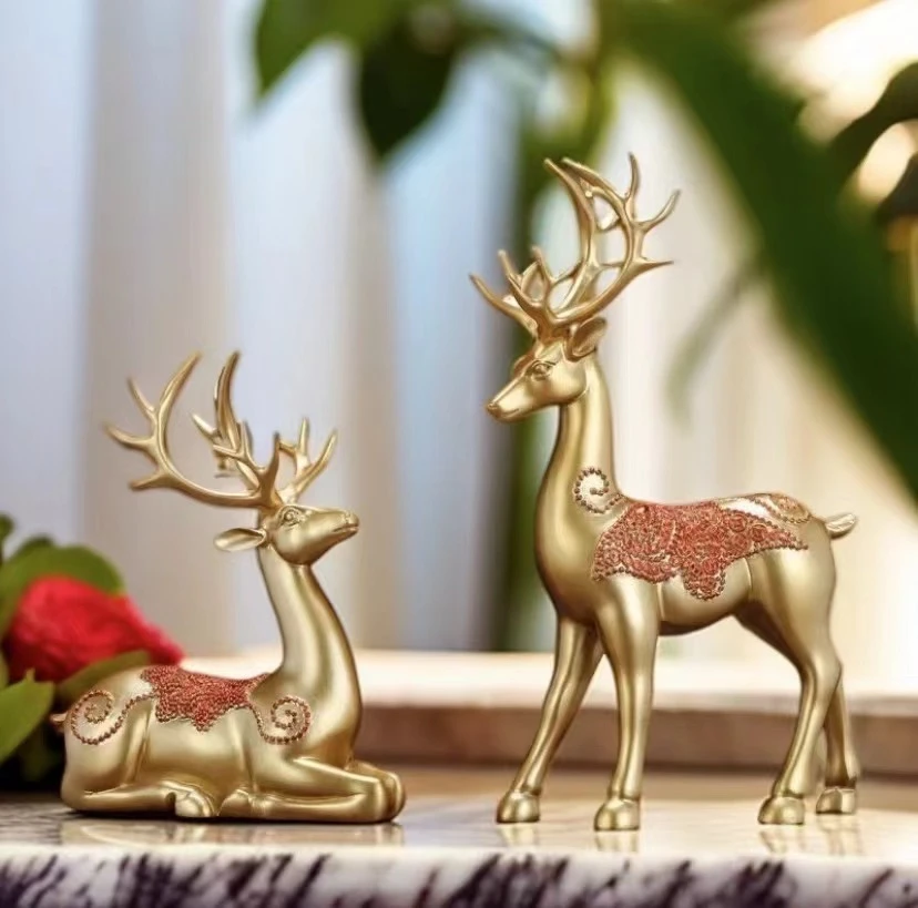 麋鹿装饰高颜值百货日用品乔迁之喜进门仪式客厅隔断柜摆件装饰品