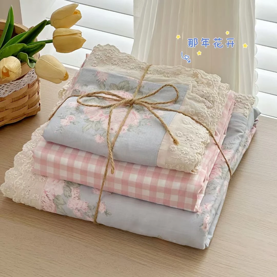 全棉法式蕾丝花边田园风小清新四件套柔软亲肤单人三件套