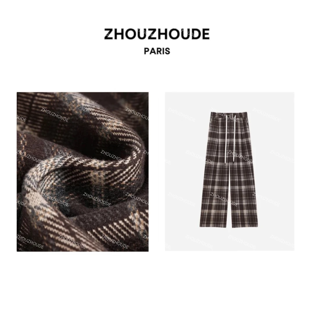 ZHOUZHOUDE【可颂神裤】复古格子裤宽松休闲直筒裤