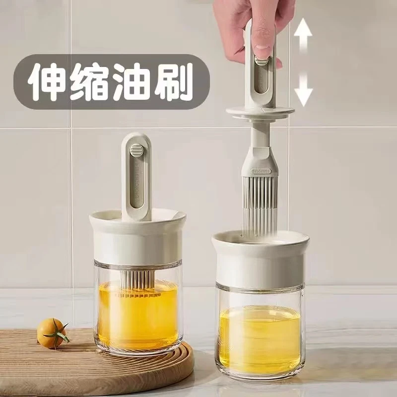 伸缩油刷子油刷瓶玻璃家用厨房硅胶烘焙烧烤刷一体式控油抹油刷
