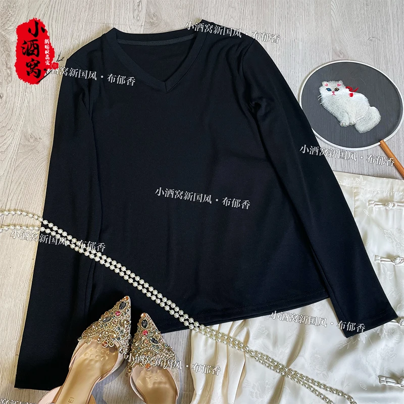 [雪媚娘]小酒窝新国风 纯色上衣-60/361