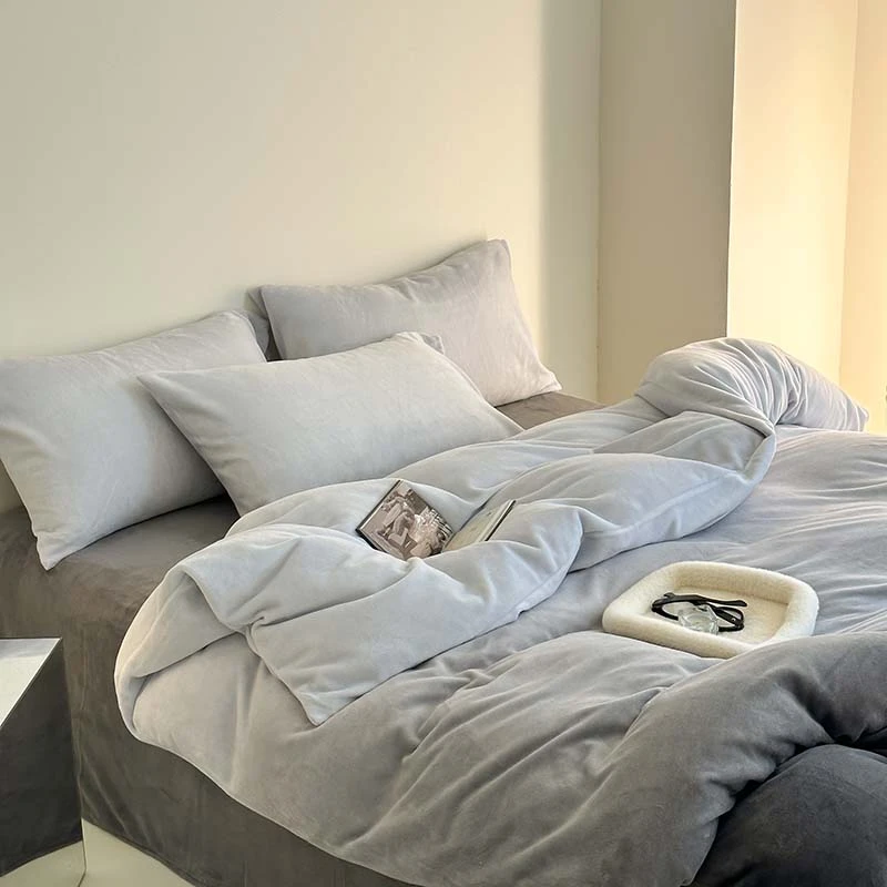 牛奶绒渐变色四件套双面绒冬季加厚轻奢高克重单人学生宿舍三件套