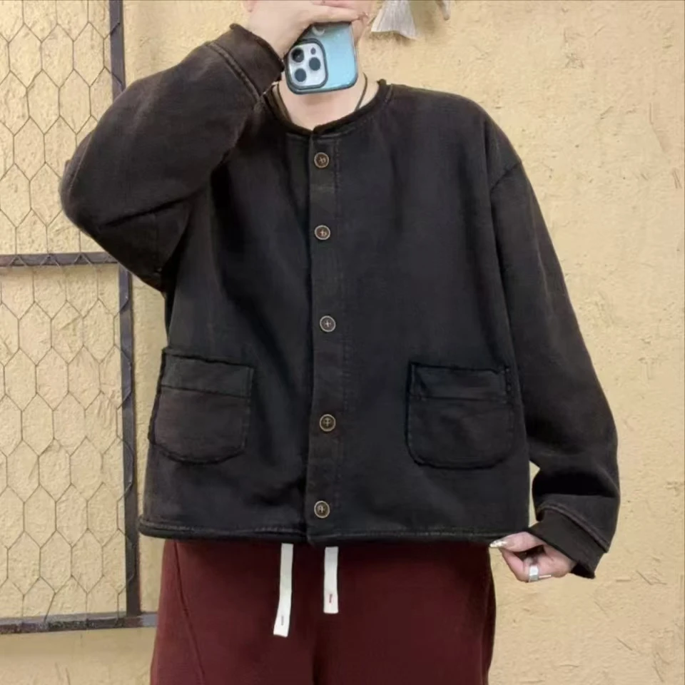 啵啵CM2889两个小口袋炒色开衫外套