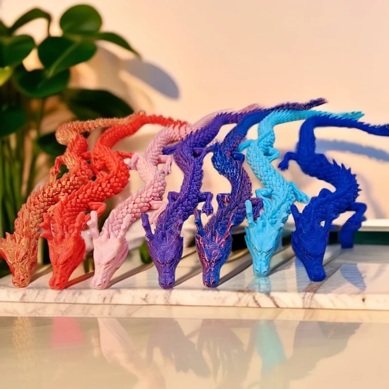 （拍一拆二）3D打印中国龙摆件可动神龙工艺品