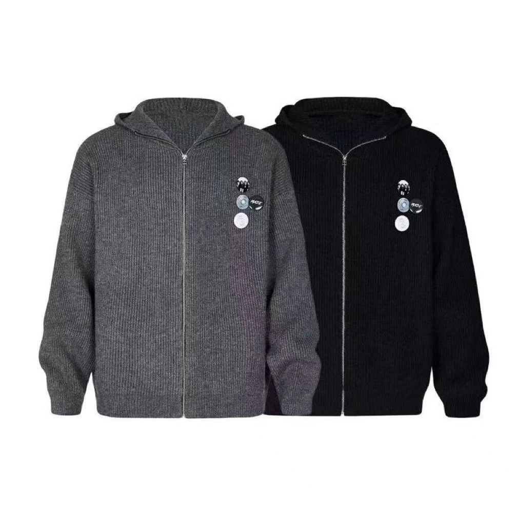 MY55 美式冬季毛衣cleanfit连帽开衫慵懒氛围感男女同款针织帽衫