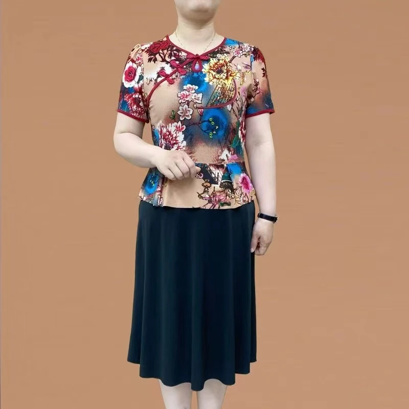 夏季新款 高档妈妈新中式国风改良旗袍连衣裙气质妈妈装中年