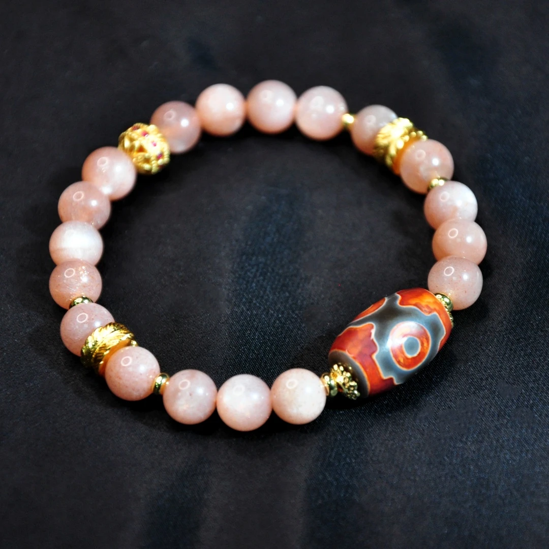 非金属布艺手链 【千万福】百年土埋●三眼太阳石单圈手串-A1900279