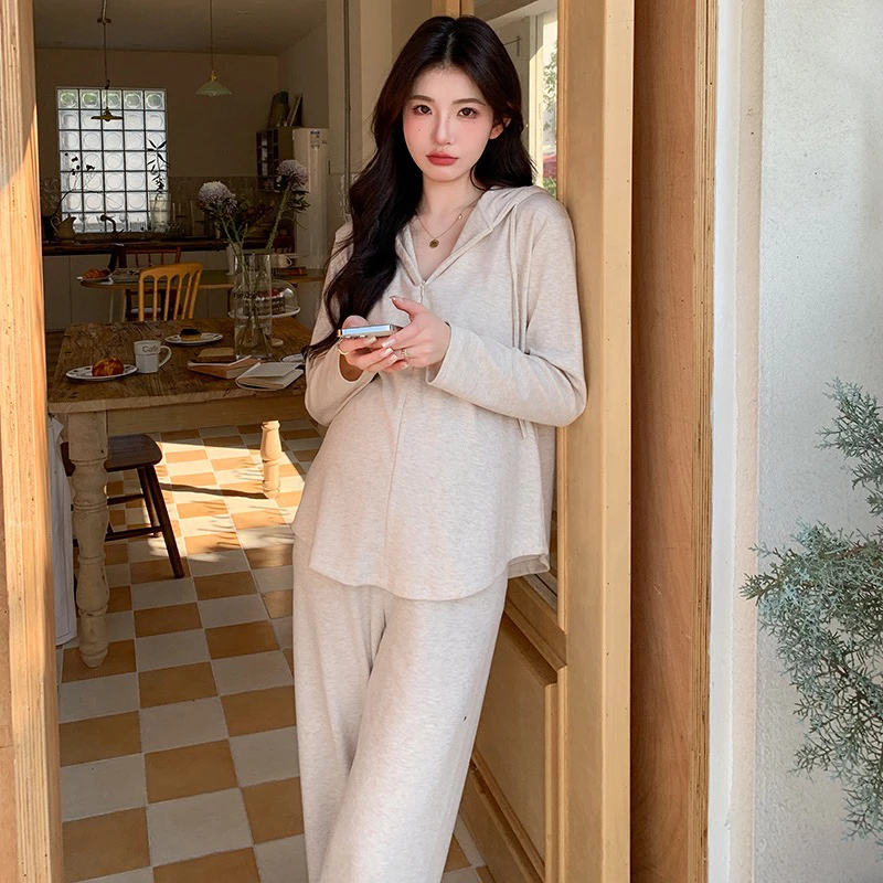 孕妇秋装套装2024新款孕妈妈高级感穿搭上衣裤子两件套秋冬季加绒