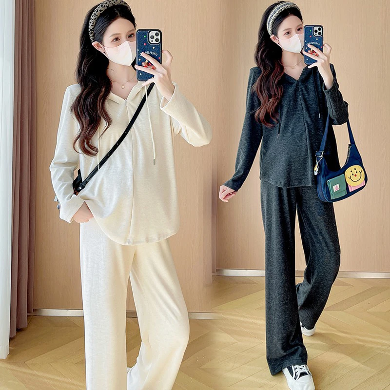 孕妇秋装套装2025新款慵懒风休闲长袖上衣裤子两件套秋冬季衣服