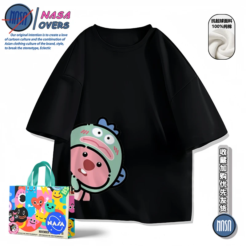 NASA联名2024年新款宽松圆领可爱短袖T恤oversize夏季小众上衣百
