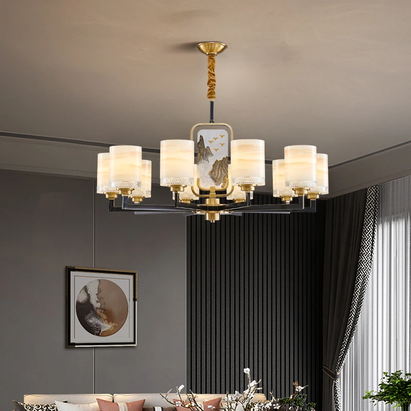 全铜新中式灯具客厅吊灯禅意中国风大气复式楼现代中式配套吊灯