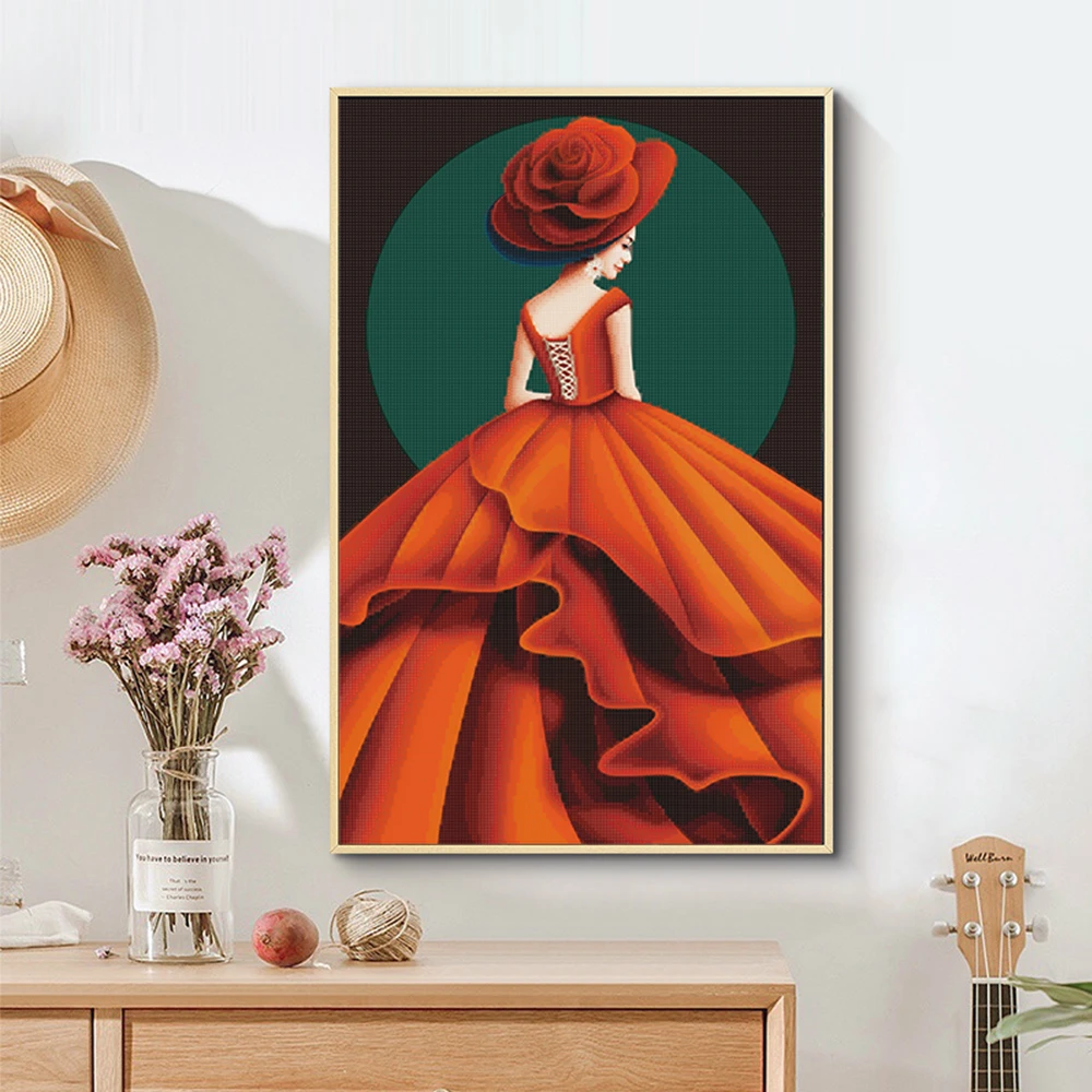 百丝特【玫瑰夫人】满钻客厅卧室钻石十字绣手工钻石画DIY装饰画