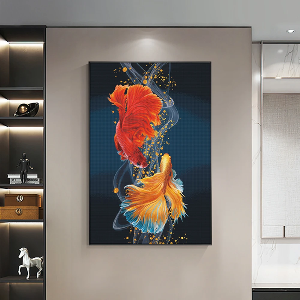 百丝特【招财锦鲤】满钻手工解压钻石画DIY客厅卧室玄艺术关装饰画