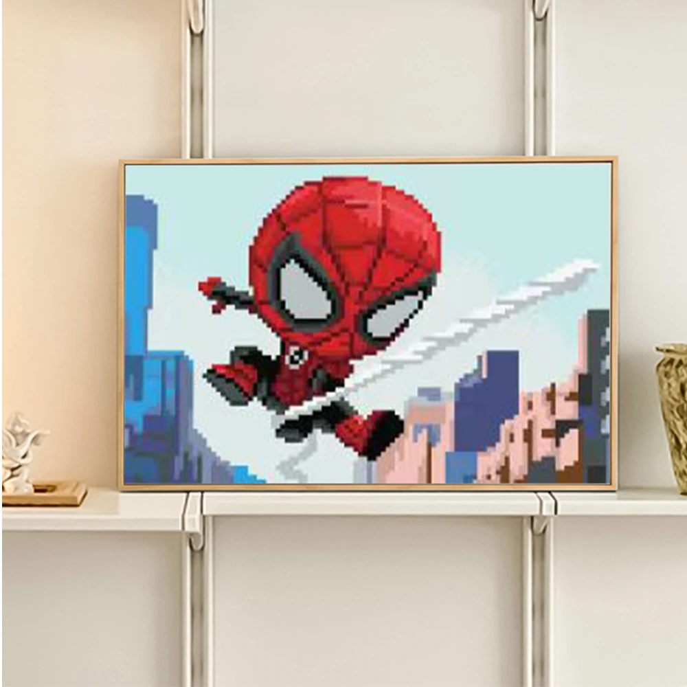 百丝特【Q版蜘蛛侠】送框儿童房装饰摆件手工DIY钻石画超级英雄贴画