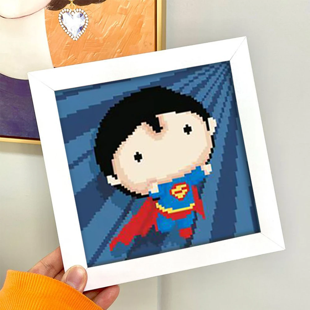 百丝特【超人（送框）】满钻卡通手工DIY钻石画儿童房装饰桌面摆件