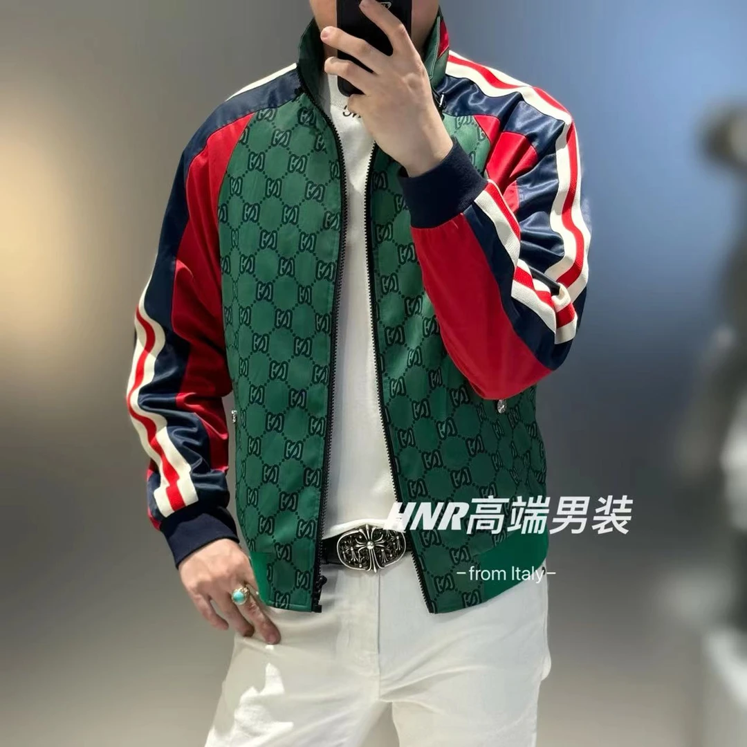 袖子线条撞色拼接高级感新款高端男士时尚百搭潮流夹克外套245