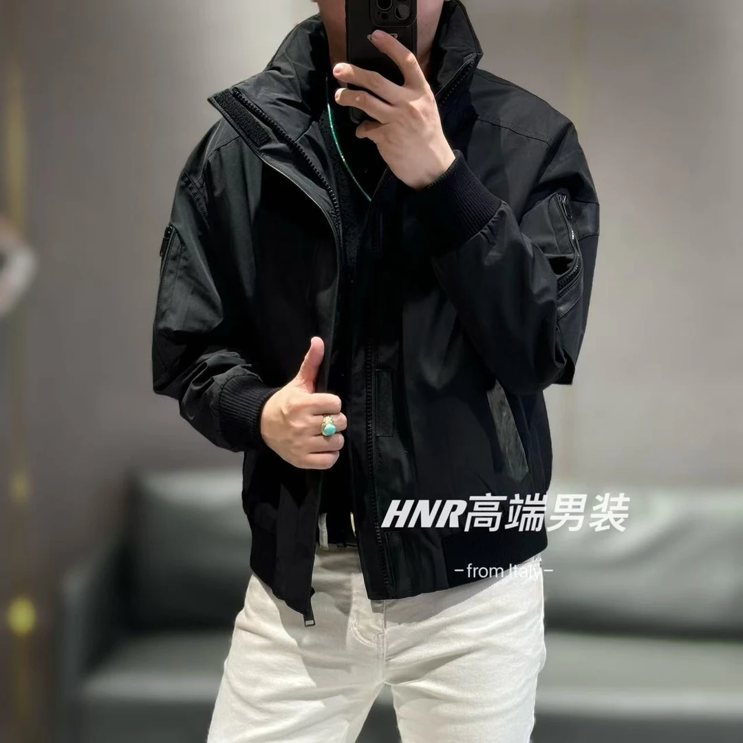 【绵羊皮拼羽绒服】机能风纯色小众设计男士休闲羽绒服24898