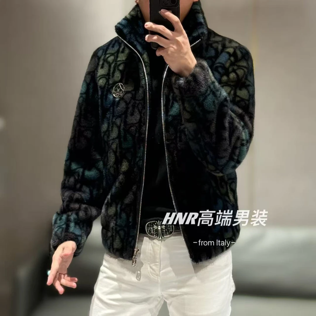 新款高端男士立体胸标图案时尚百搭气质休闲潮流夹克1178