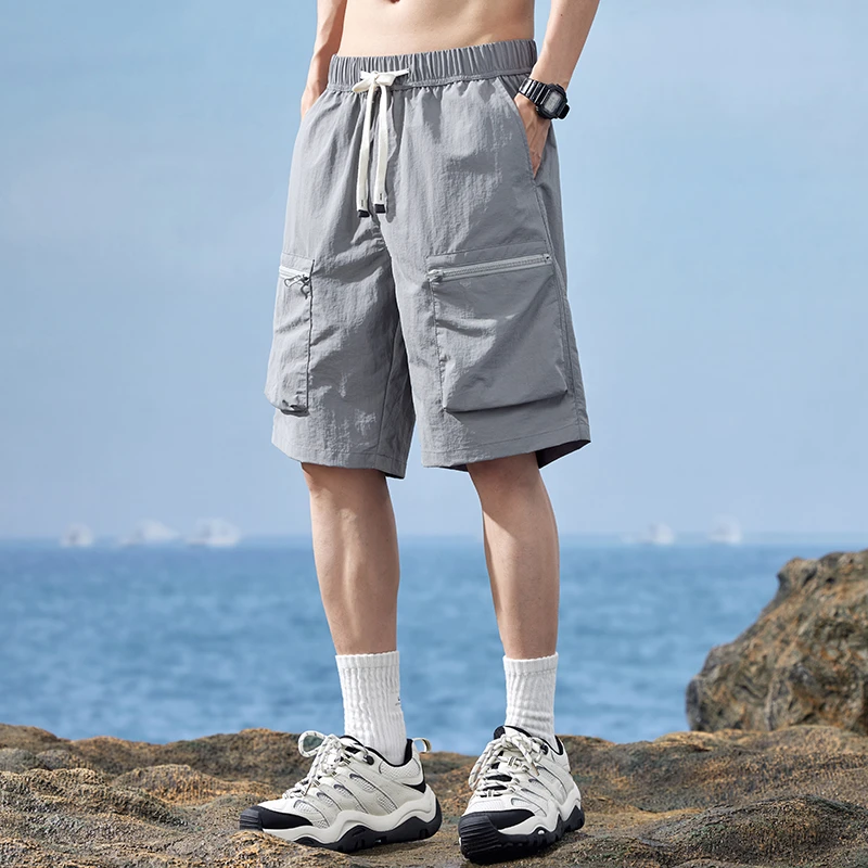 2024休闲短裤夏天男生冰丝中裤夏季薄款男士五分裤子宽松沙滩马裤