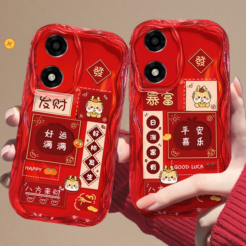 oppoa2x手机壳PJS110新年日渐富有红色奶油纹复古防摔新款潮软壳