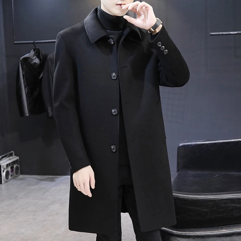 气质双面高端男士商务毛呢大衣159.99男士秋冬翻领休闲加厚羊毛呢