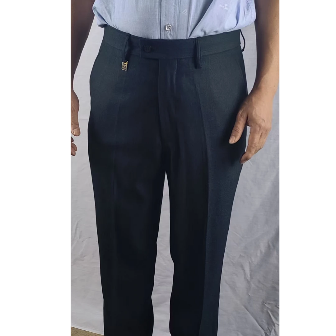 〔修身西装梭织面料〕中老年男士裤子高腰无折宽脚口。冬春秋布料