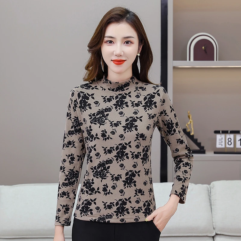 秋冬新款长袖打底衫时尚减龄百搭上衣遮肉显瘦小衫