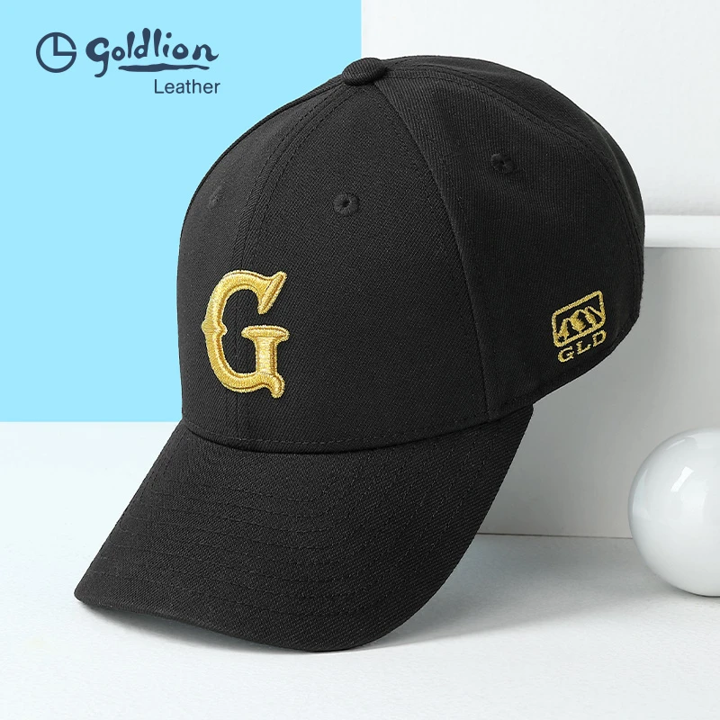 Goldlion/金利来男士户外运动刺绣logo透气时尚黑色休闲帽遮阳帽