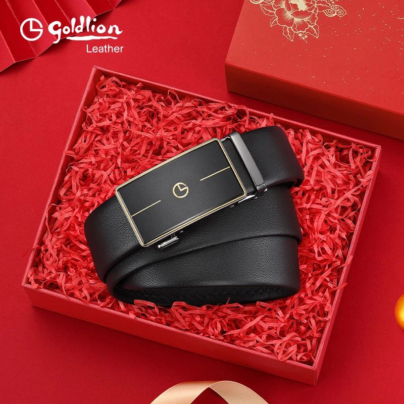 【达人专属】金利来头层牛皮男士真皮皮带正品自动扣腰带鎏金磨砂扣