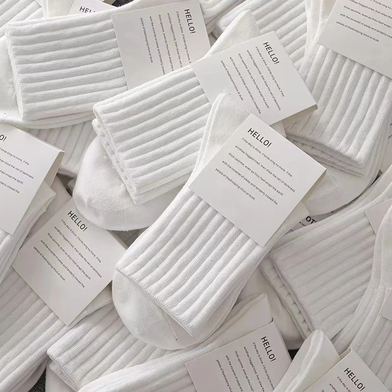 黑白秋冬款长袜防臭吸汗运动潮袜男诸暨袜子男款复古粗线袜中筒袜