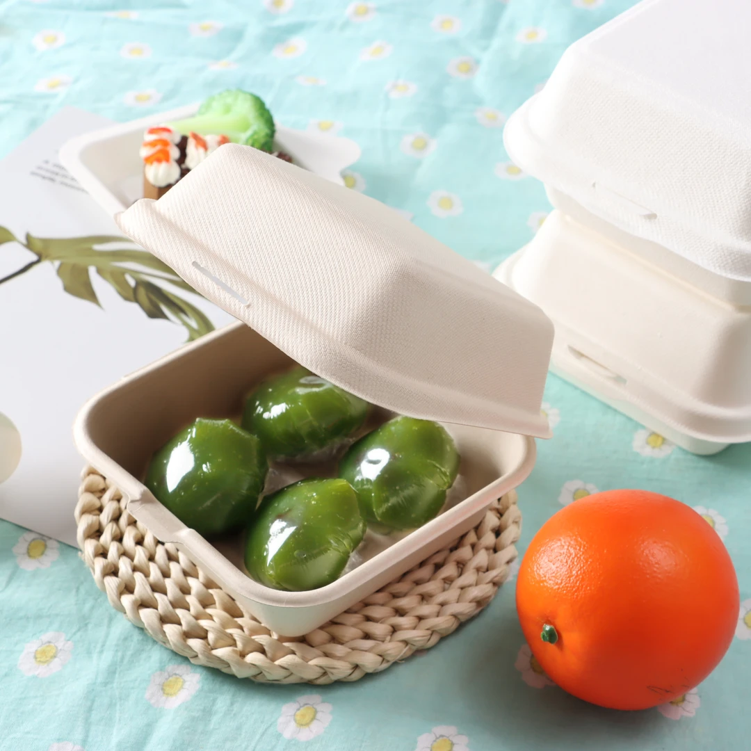 圣泉本色一次性6寸汉堡青团家用加厚带盖便携甜品学生外卖打包盒