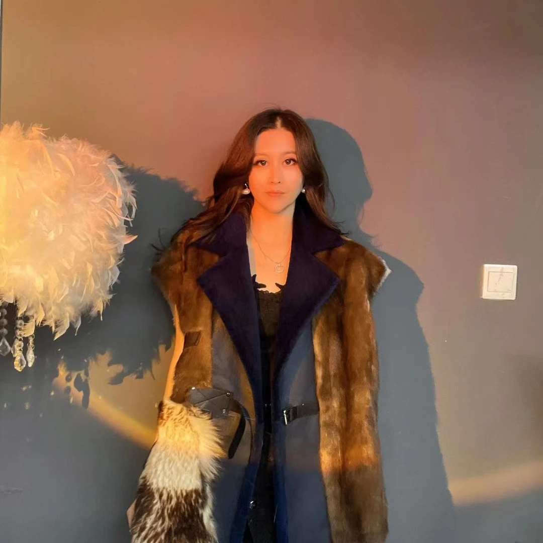 LL【女王优选】潮品时尚冬季秀款皮毛一体皮草外套-22368