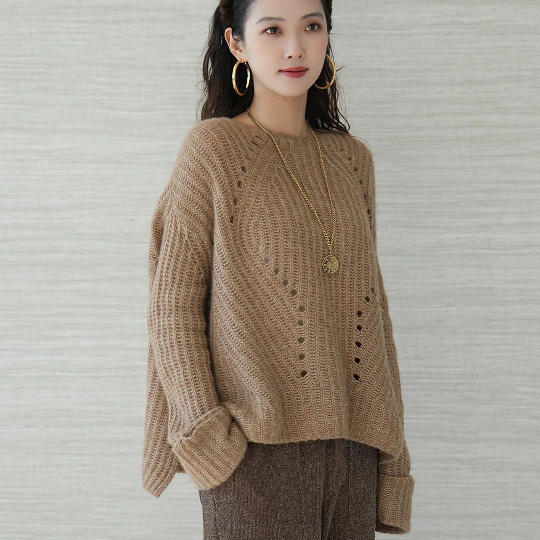 AMASS/阿玛施 秋冬气质时尚百搭羊绒宽松长袖针织衫5399488