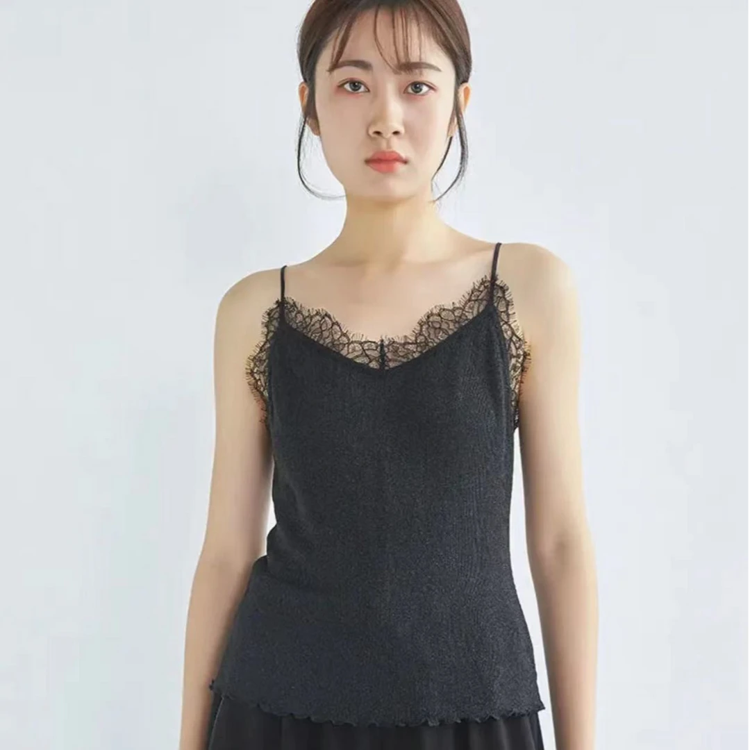 AMASS/阿玛施百搭v领花边女神蕾丝吊带内搭5300516