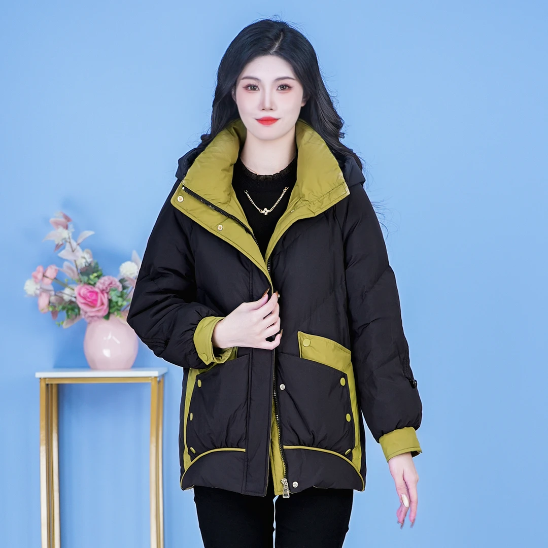 【SJYE6001】2024年秋冬新款时尚洋气宽松保暖加厚显瘦连帽羽绒服