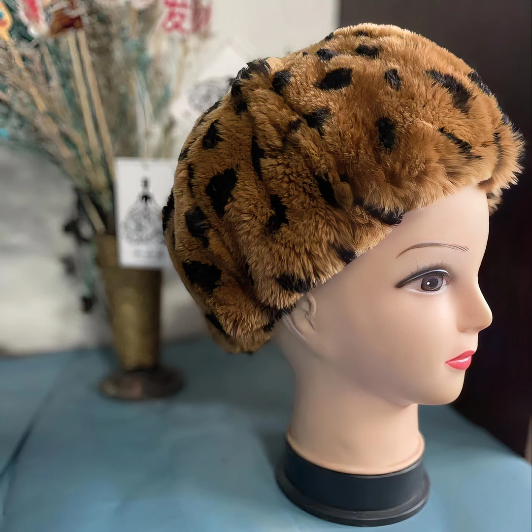 (小菲家;  贝雷帽) 加密加厚新款豹纹贝雷帽