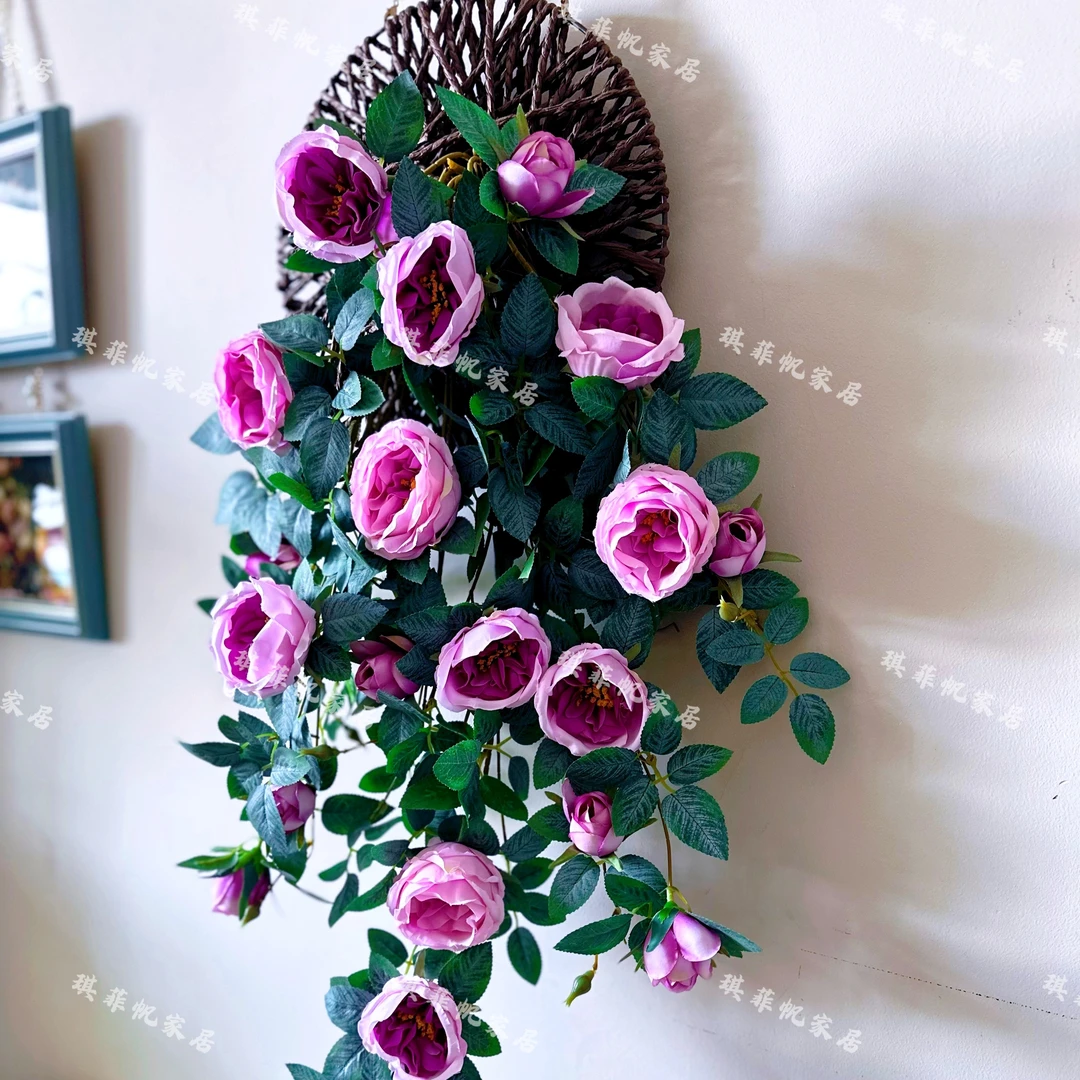 仿真藤曼吊花装饰植物挂墙墙壁吊兰玫瑰