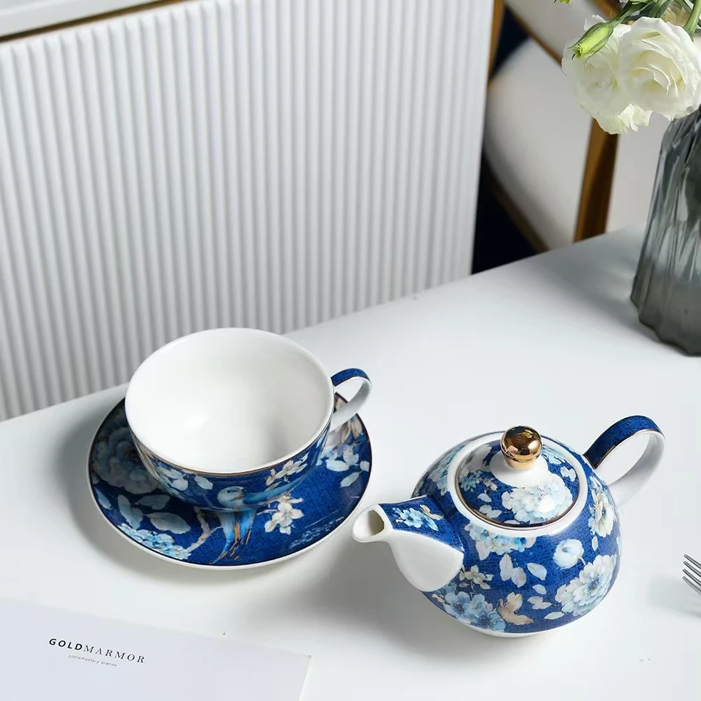 欧美式白玉瓷喜上眉梢子母壶茶具套装