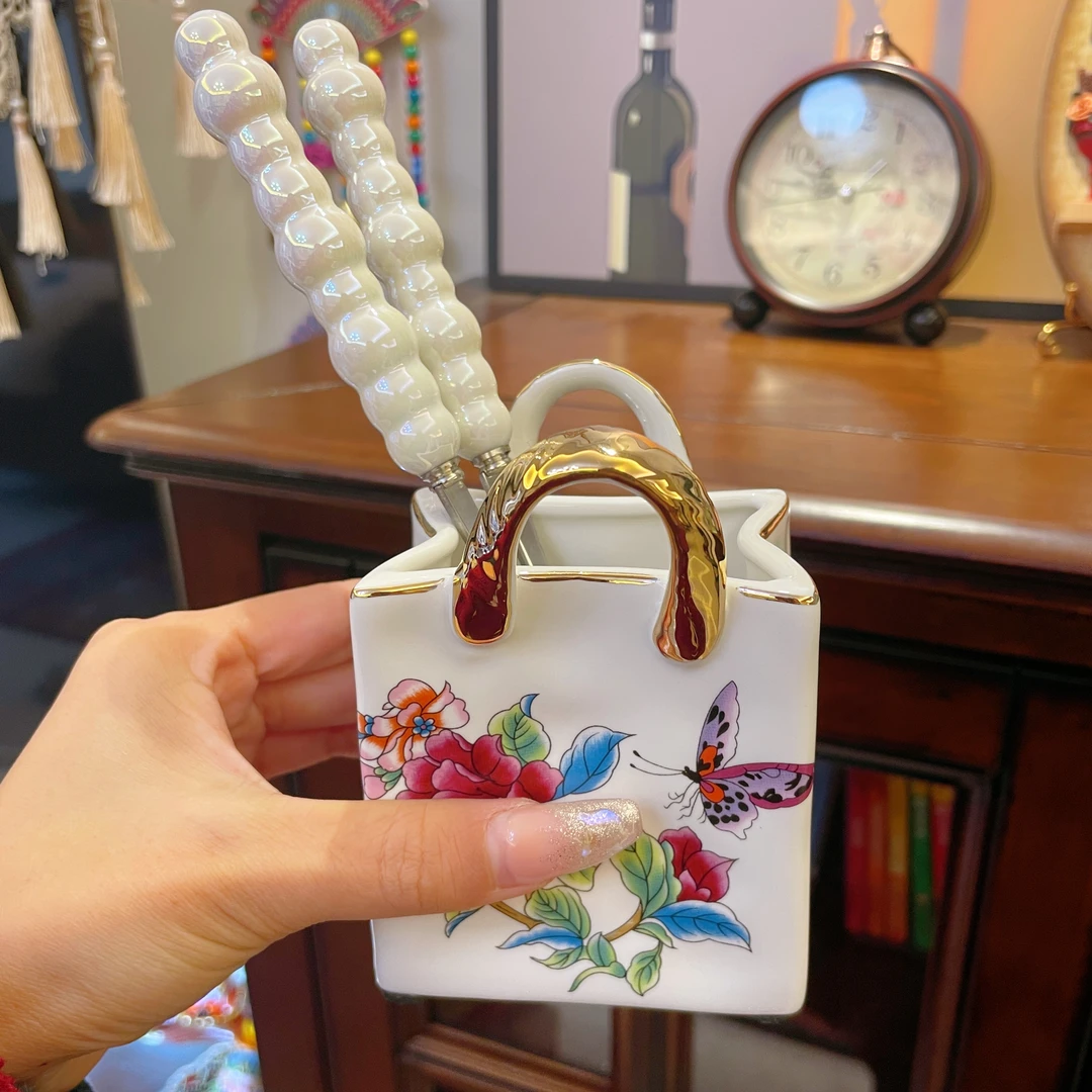 复古宫廷风花卉小提包收纳小花篮