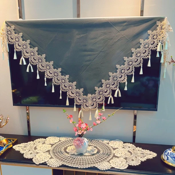 高端定制电视机罩新款液晶电视机防尘网纱盖巾新中式盖巾蕾丝盖巾