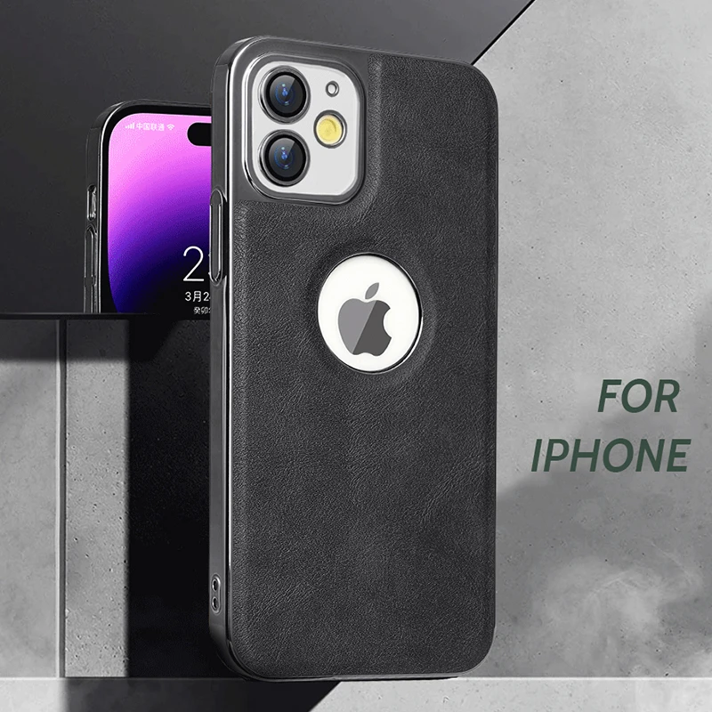 适用苹果11电镀皮革手机壳全包防摔磨砂超薄散热iPhone保护壳
