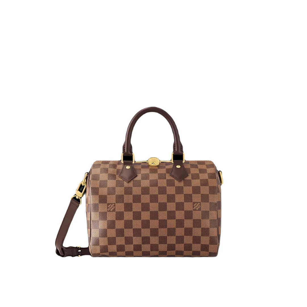 全新未使用 LouisVuitton/路易威登 peedy25 棋盘格手提斜挎包