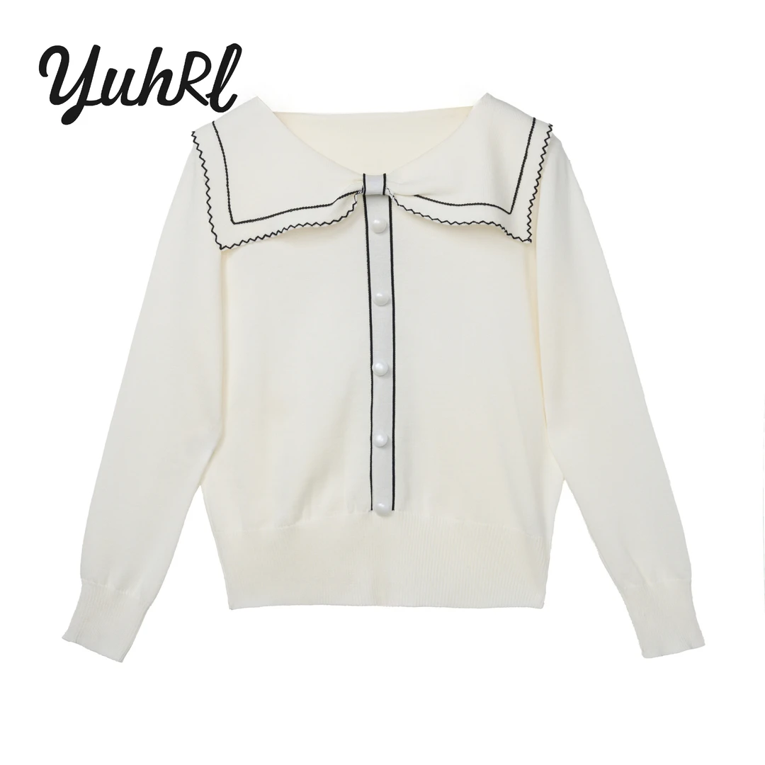 【菲姐清仓】女士春夏时尚甜美减龄白色长袖百搭套头针织衫#70008